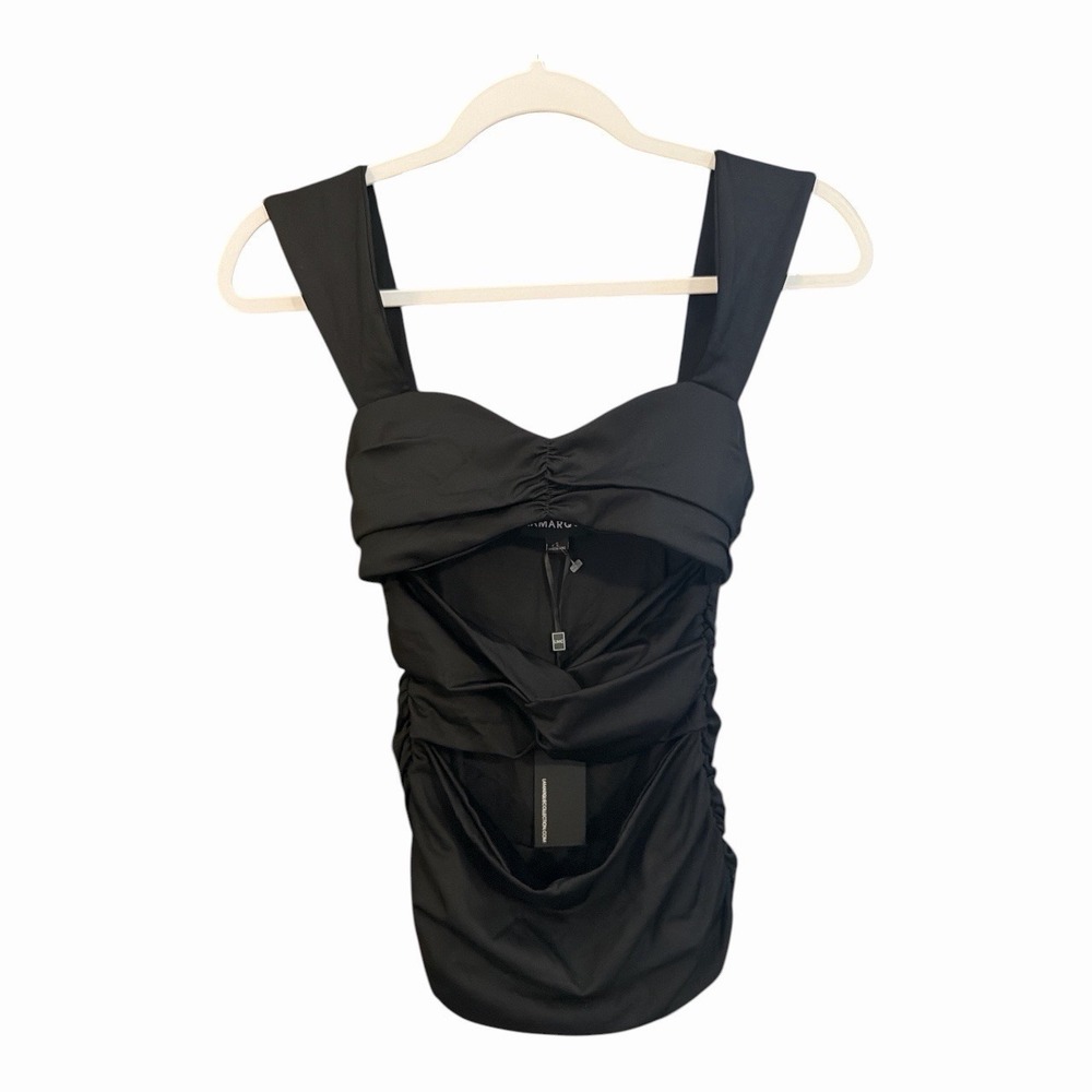 LAMARQUE Black Cutout Ruched Swim Top NWT Bustier Bikini Top Minimalist Luxury